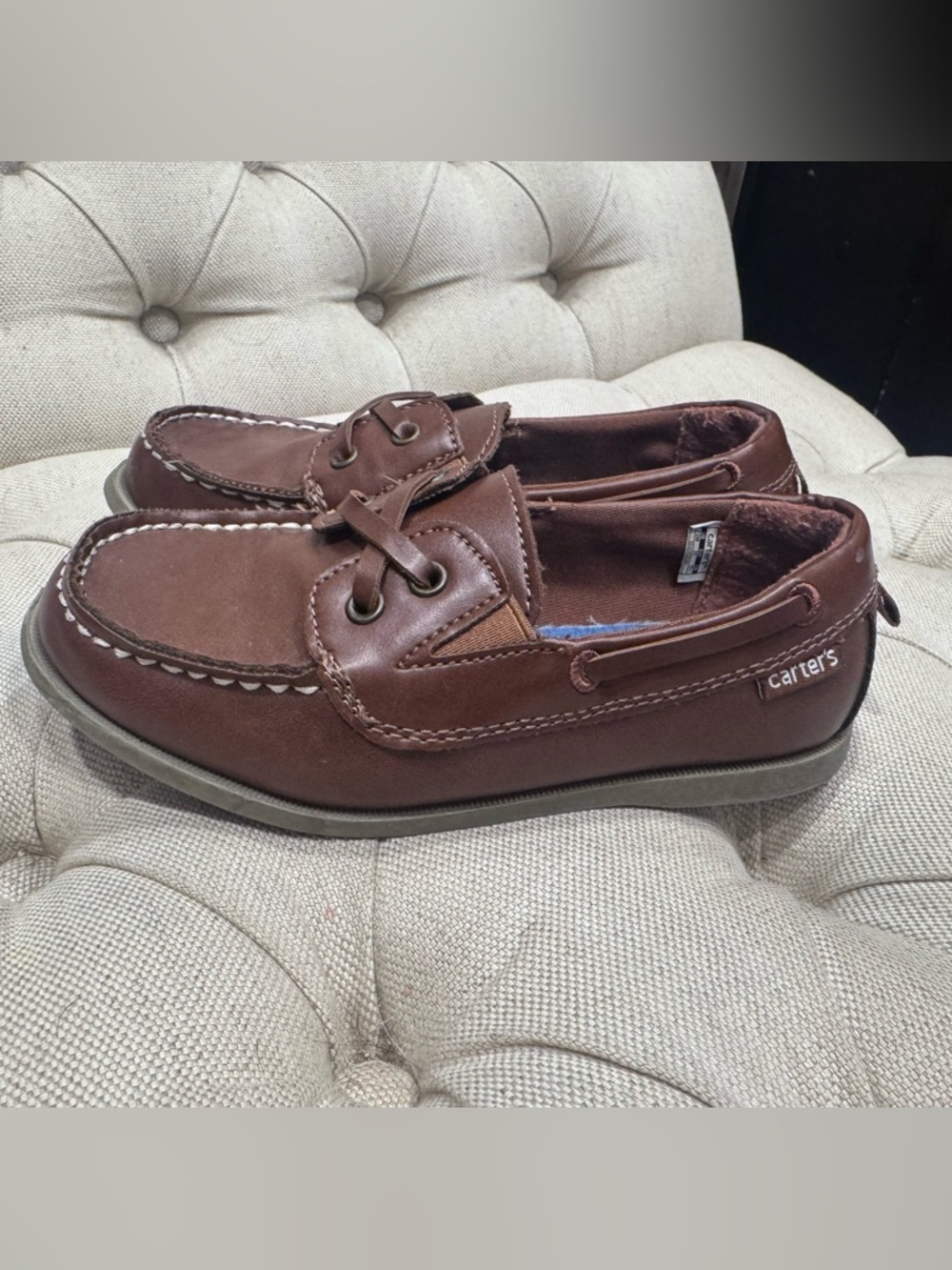 Carter's Brown Boys' Moccasin Slip-On with Lace Accent